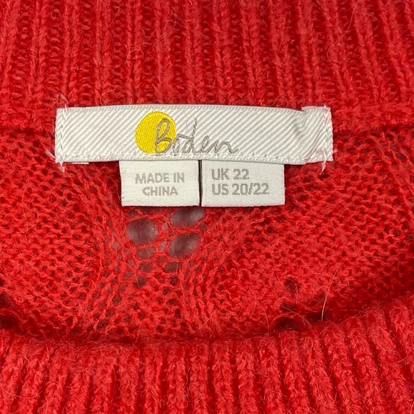 Boden Pointelle Fluffy Sweater Bright Coral K0555 Plus Size 20 / 22 Wool Aplaca - Picture 10 of 16